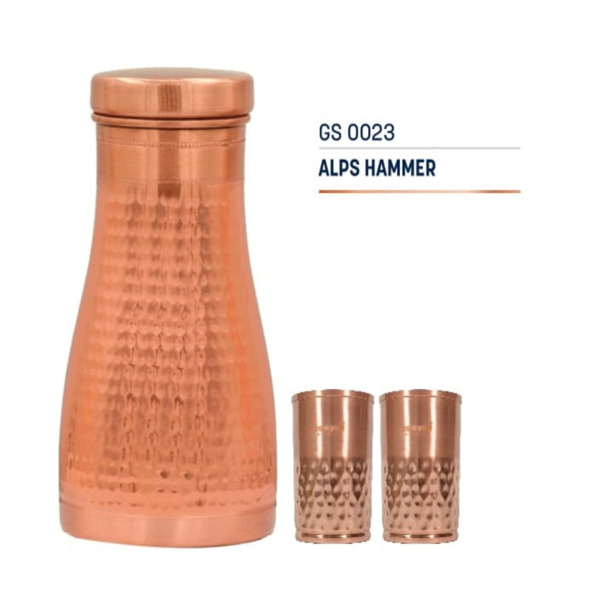 Cookyard Alps Hammer Pure Copper Water Bottle & 2 Set of Glasses