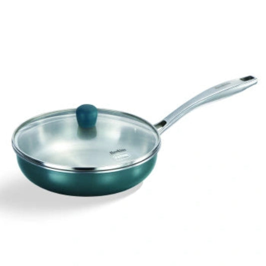 Hawkins Induction Compatible Olive PRO Frying Pan 22 cm with Glass Lid