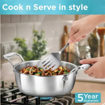 Hawkins SS Tri-ply PRO Cook n Serve Bowl 3 Litre with Stainless Steel Lid