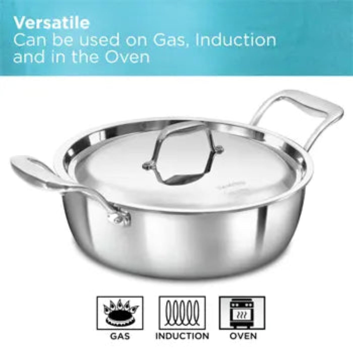 Hawkins SS Tri-ply PRO Cook n Serve Bowl 3 Litre with Stainless Steel Lid