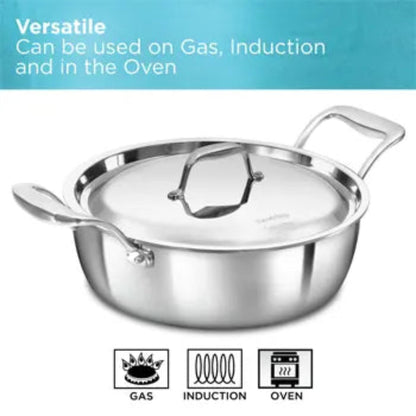 Hawkins SS Tri-ply PRO Cook n Serve Bowl 3 Litre with Stainless Steel Lid