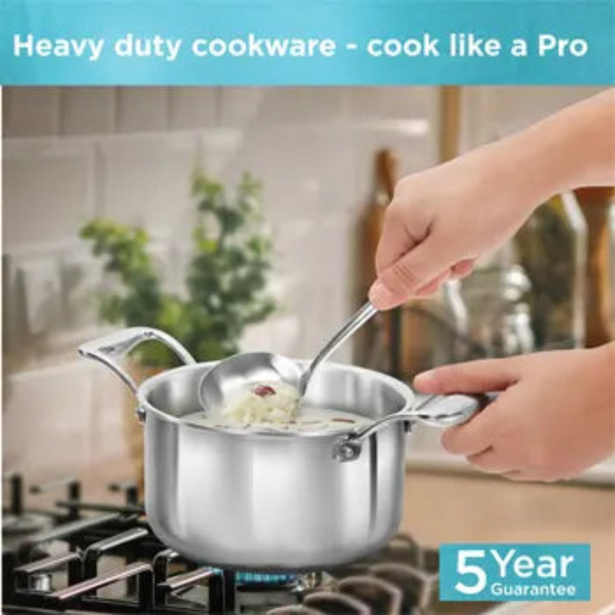 Hawkins Induction Compatible SS Tri-ply PRO Milk Pan 3 Litre with Stainless Steel Lid (PSMP30S)