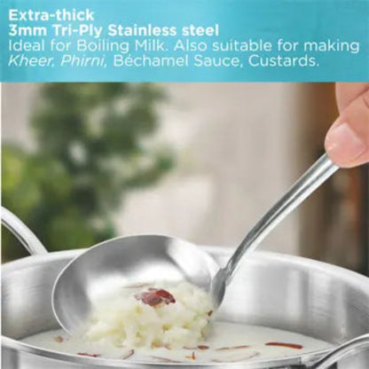 Hawkins Induction Compatible SS Tri-ply PRO Milk Pan 3 Litre with Stainless Steel Lid (PSMP30S)