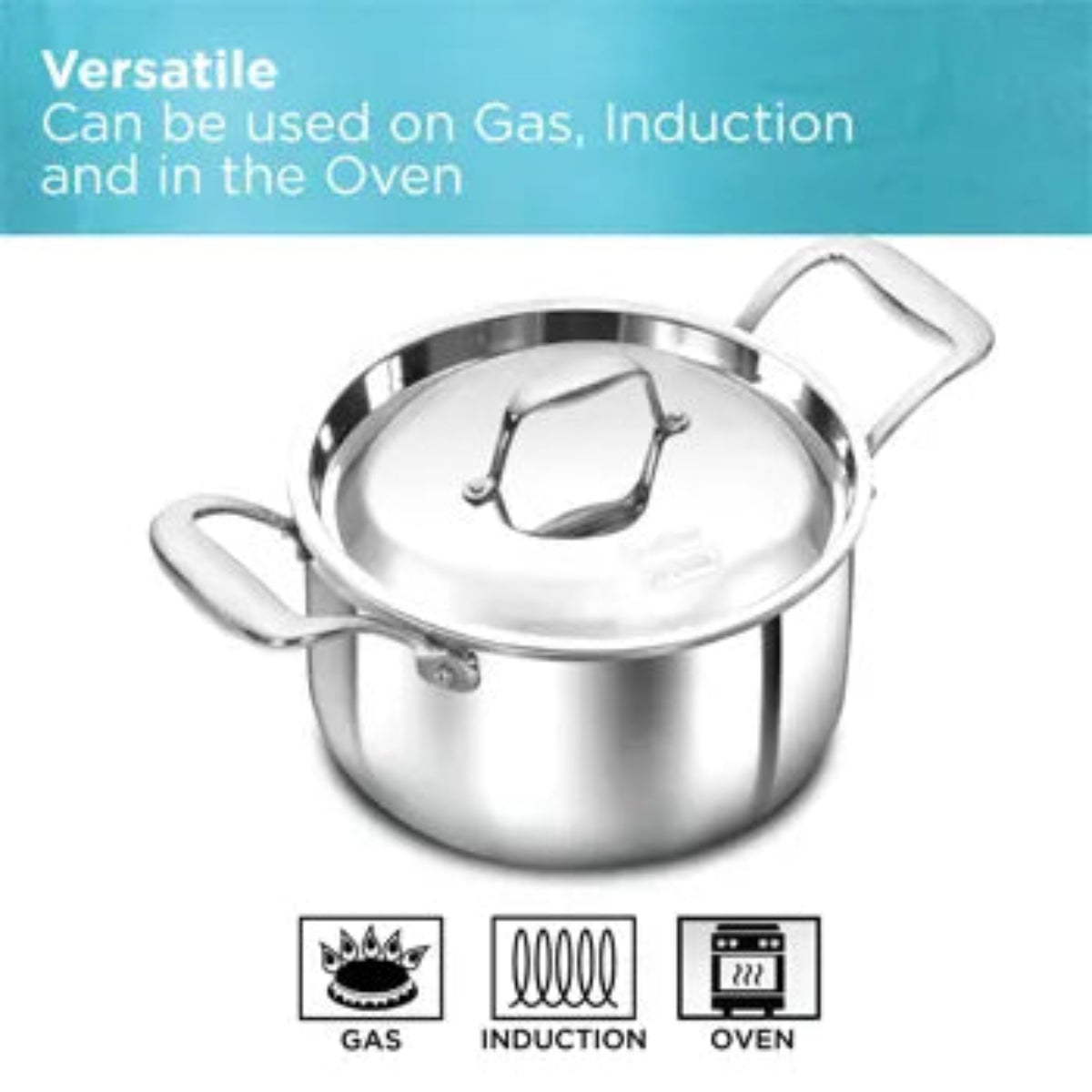 Hawkins Induction Compatible SS Tri-ply PRO Milk Pan 3 Litre with Stainless Steel Lid (PSMP30S)