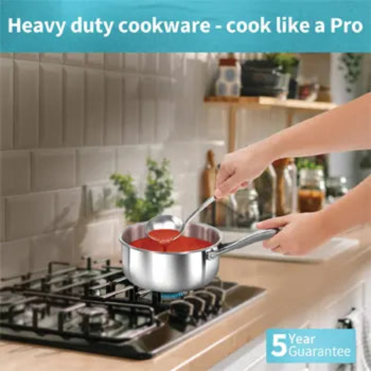 Hawkins Induction Compatible SS Tri-ply PRO Sauce Pan  with Stainless Steel Lid