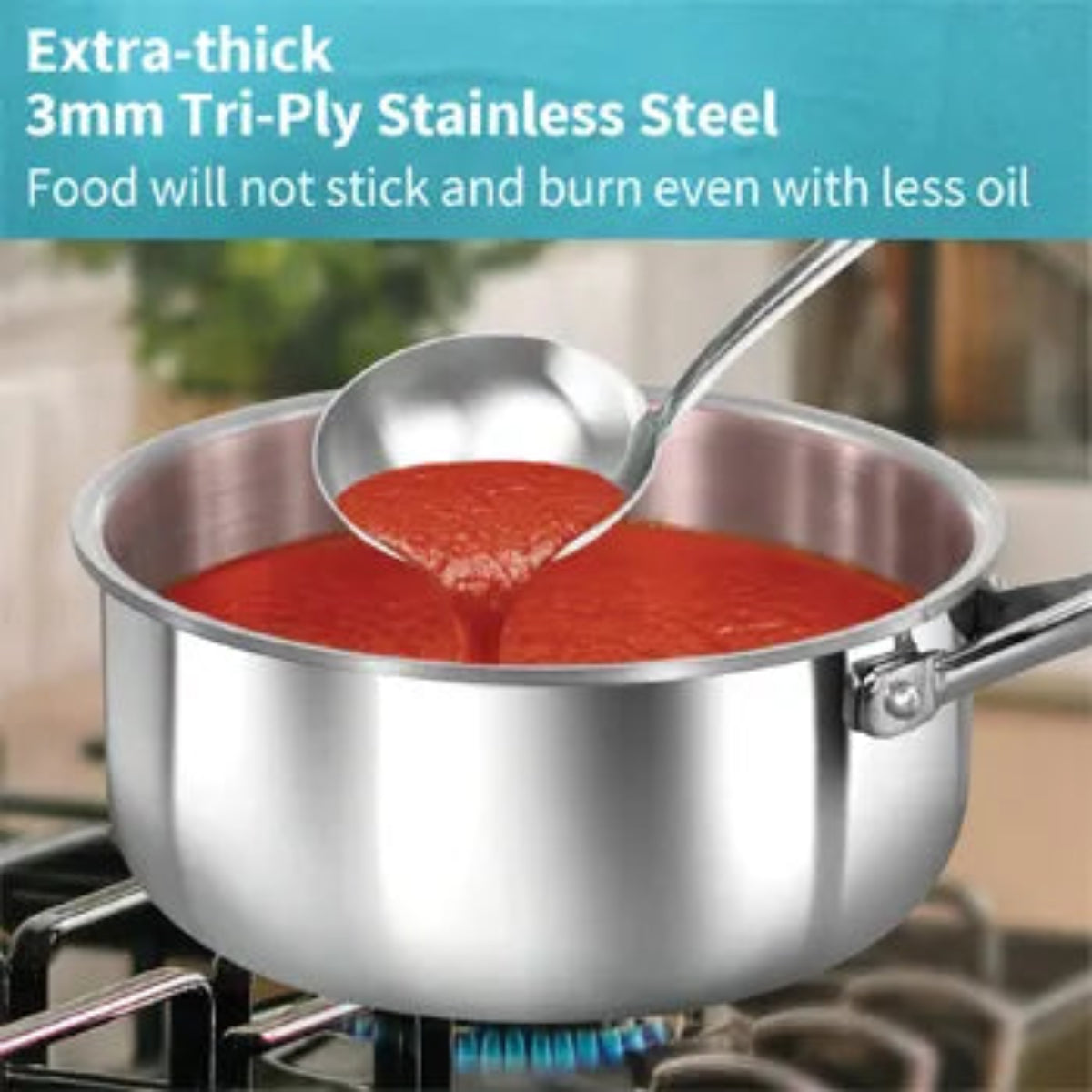 Hawkins Induction Compatible SS Tri-ply PRO Sauce Pan  with Stainless Steel Lid