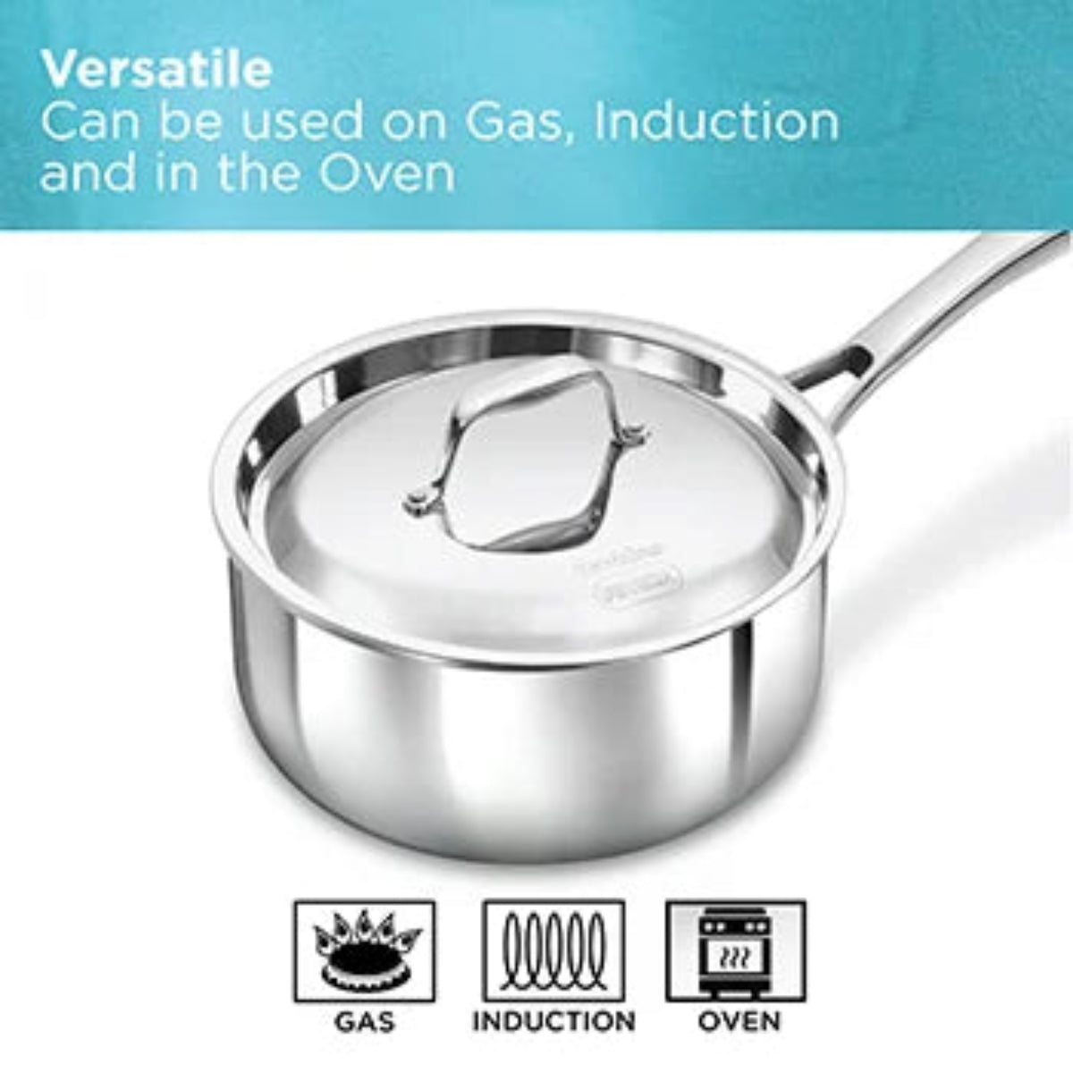 Hawkins Induction compatible SS Tri-ply PRO Sauce Pan 2.5 Litre with Stainless Steel Lid (PSSP25S)