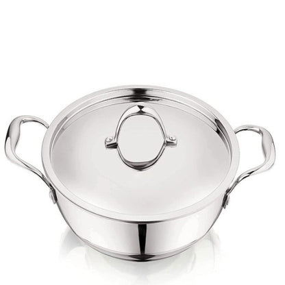 Prabha Ultima Triply Stainless Steel Kadai with Lid Heavy Base