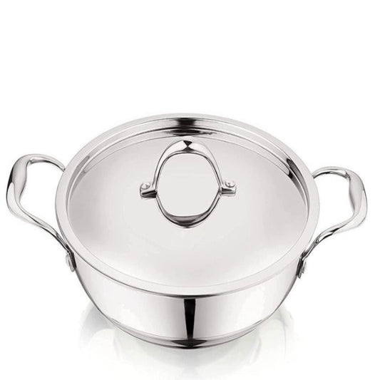 Prabha Ultima Triply Stainless Steel Kadai with Lid Heavy Base