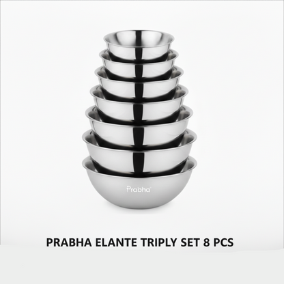 Prabha Elante Triply Set 8 Pcs ( 16cm, 18cm, 20cm, 22cm, 24cm, 26cm, 28cm, 30cm )