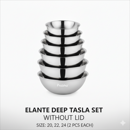 Prabha Elante Triply Tasla 6 pcs Set ( 20cm ,22cm ,24cm Each 2 pcs )