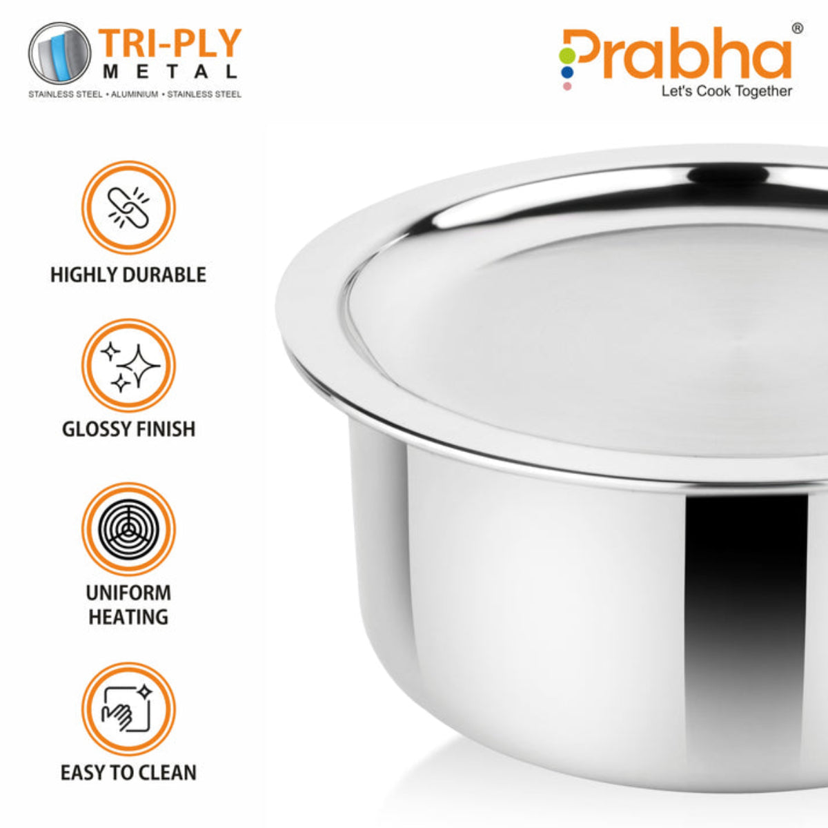 Prabha Elante Tri-ply Tope With Lid