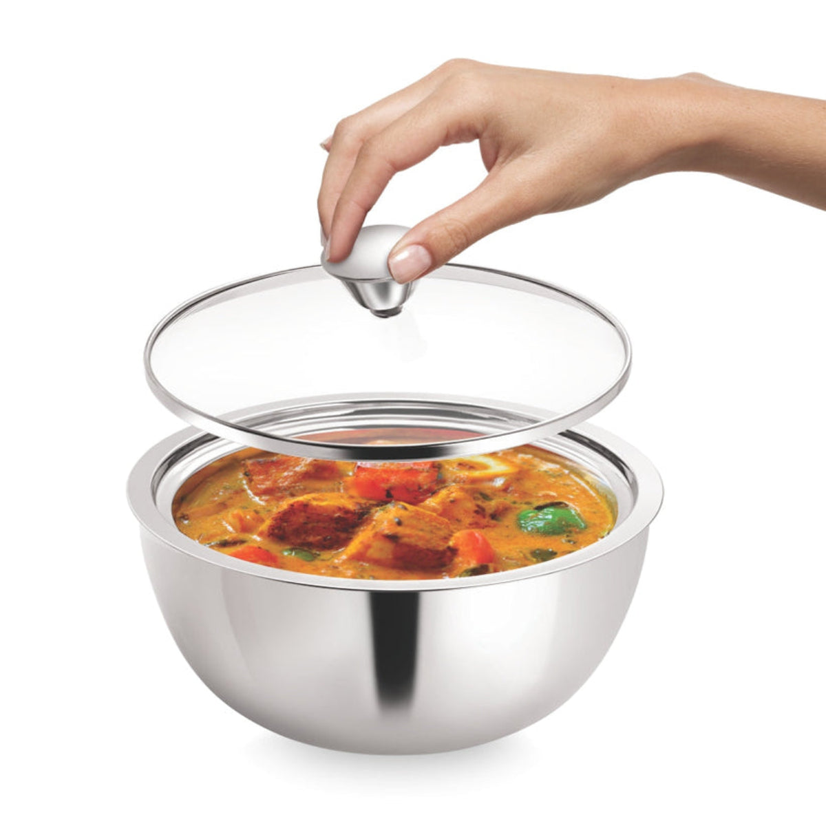 Borosil Servefresh Curry Server With Glass Lid