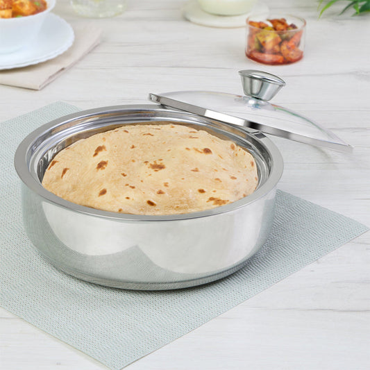 Borosil Servefresh Roti Server With Coaster And Glass Lid