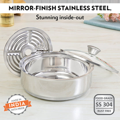 Borosil Servefresh Roti Server With Coaster And Glass Lid
