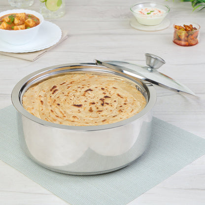 Borosil Servefresh Roti Server With Coaster And Glass Lid