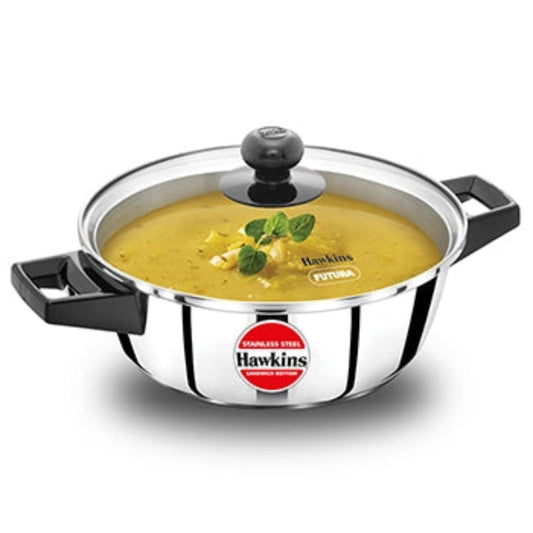 Hawkins Induction Compatible Stainless Steel Cook n Serve Casserole with Glass Lid