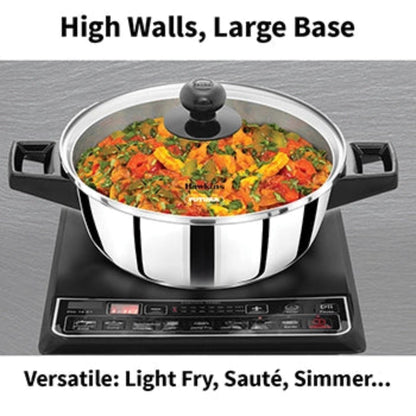 Hawkins Induction Compatible Stainless Steel Cook n Serve Casserole with Glass Lid