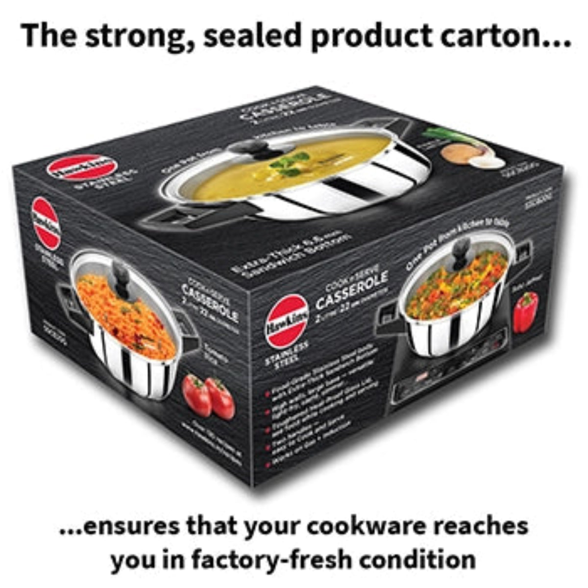 Hawkins Induction Compatible Stainless Steel Cook n Serve Casserole with Glass Lid
