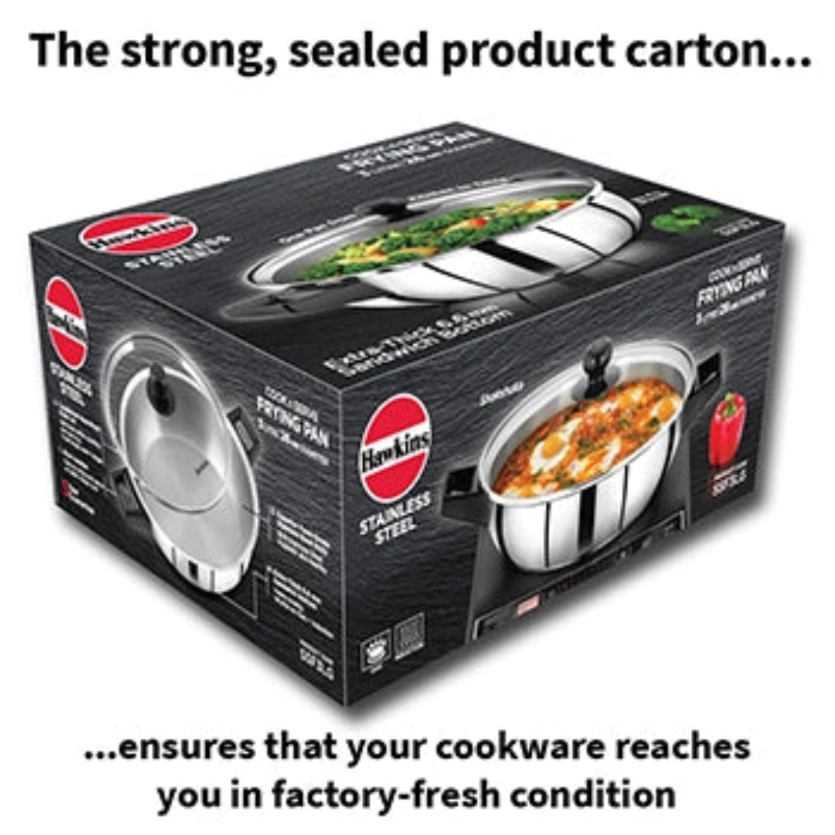 Hawkins Induction Compatible Stainless Steel Cook n Serve Frying Pan 3 Litre with Glass Lid (SSF3LG)