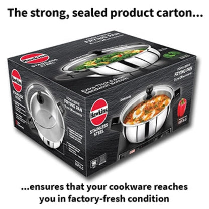 Hawkins Induction Compatible Stainless Steel Cook n Serve Frying Pan 3 Litre with Glass Lid (SSF3LG)