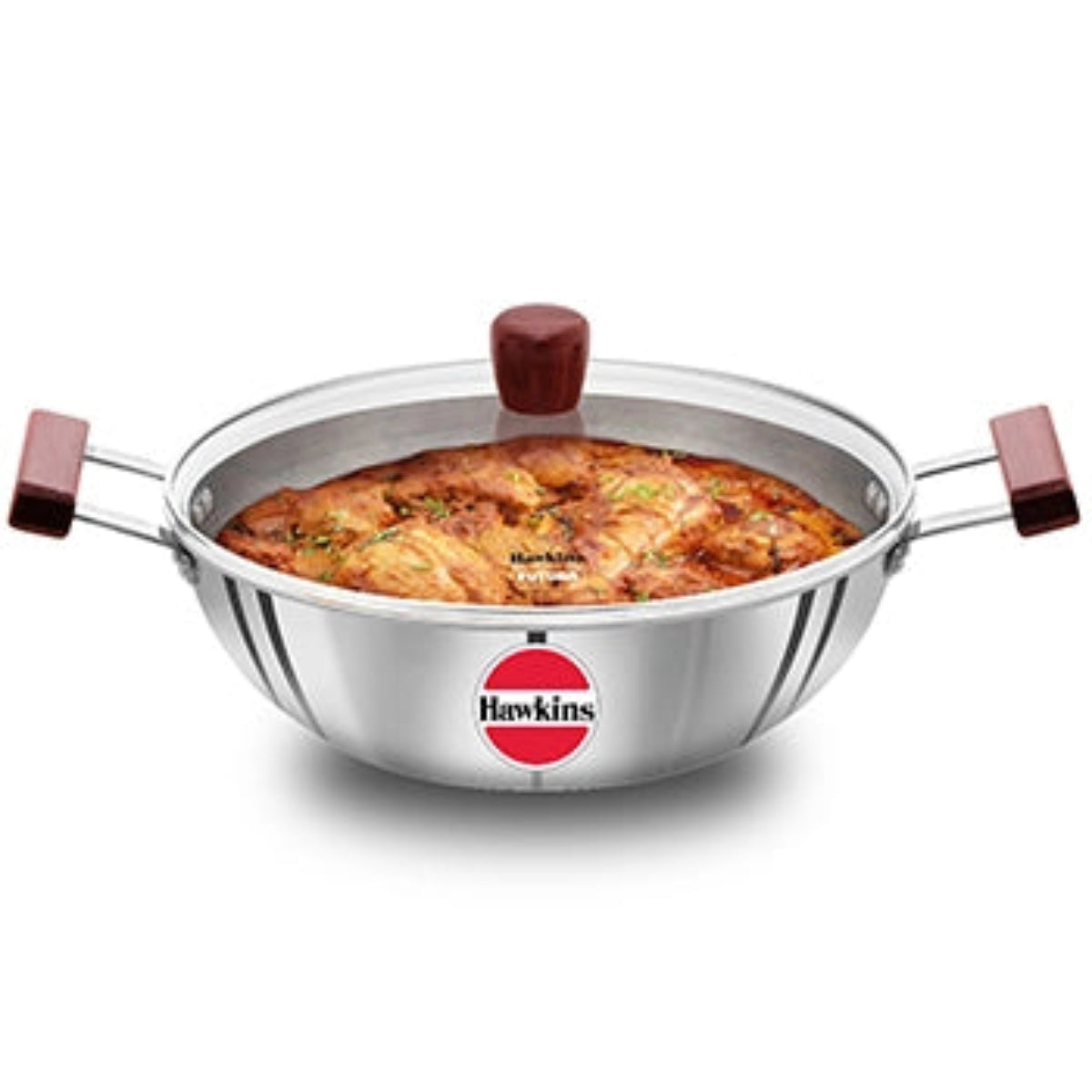 Hawkins Induction Compatible SS Tri-ply Deep Kadhai 5 Litre with Glass Lid