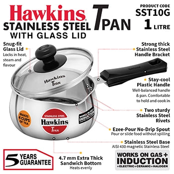 Hawkins Induction Compatible Stainless Steel T Pan