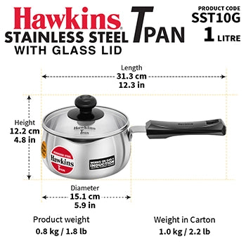 Hawkins Induction Compatible Stainless Steel T Pan
