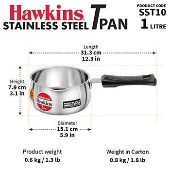 Hawkins Induction Compatible Stainless Steel T Pan