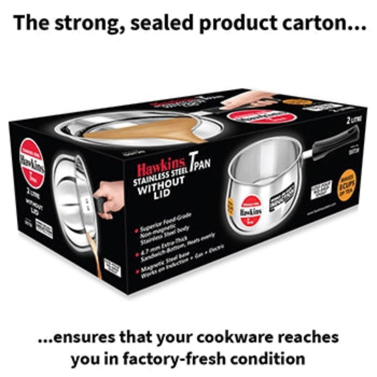Hawkins Induction Compatible Stainless Steel T Pan 2 Litre