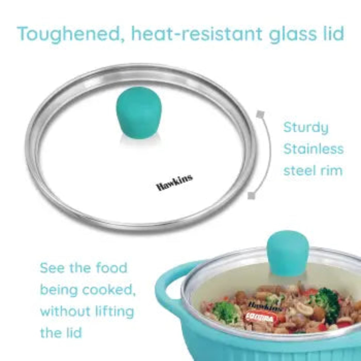 Hawkins Aqua Baby Casserole 1.25 Litre with Glass Lid