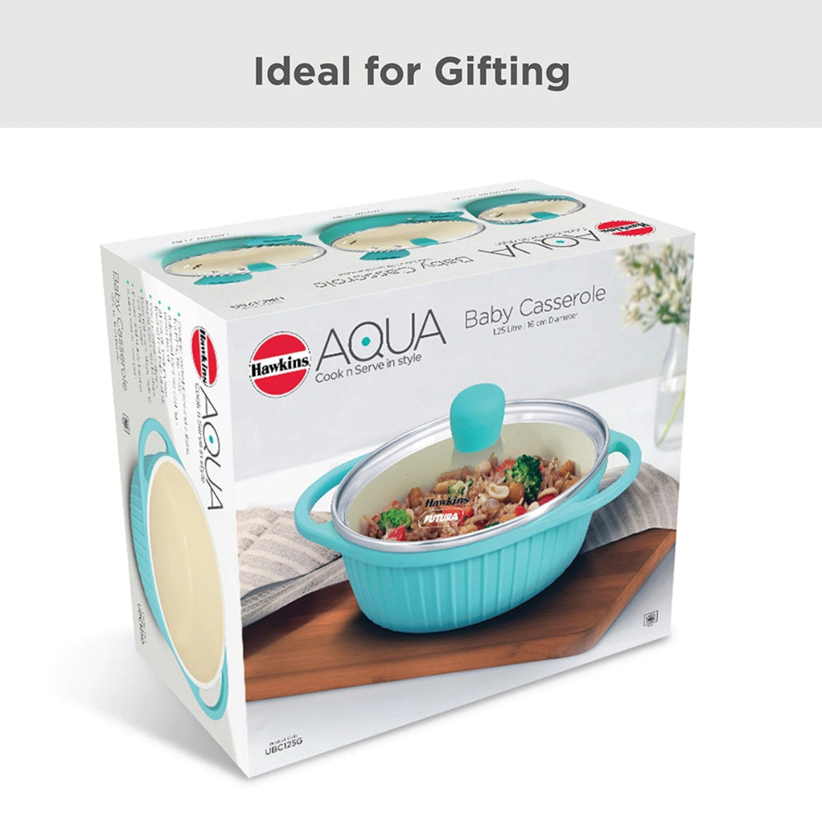 Hawkins Aqua Baby Casserole 1.25 Litre with Glass Lid