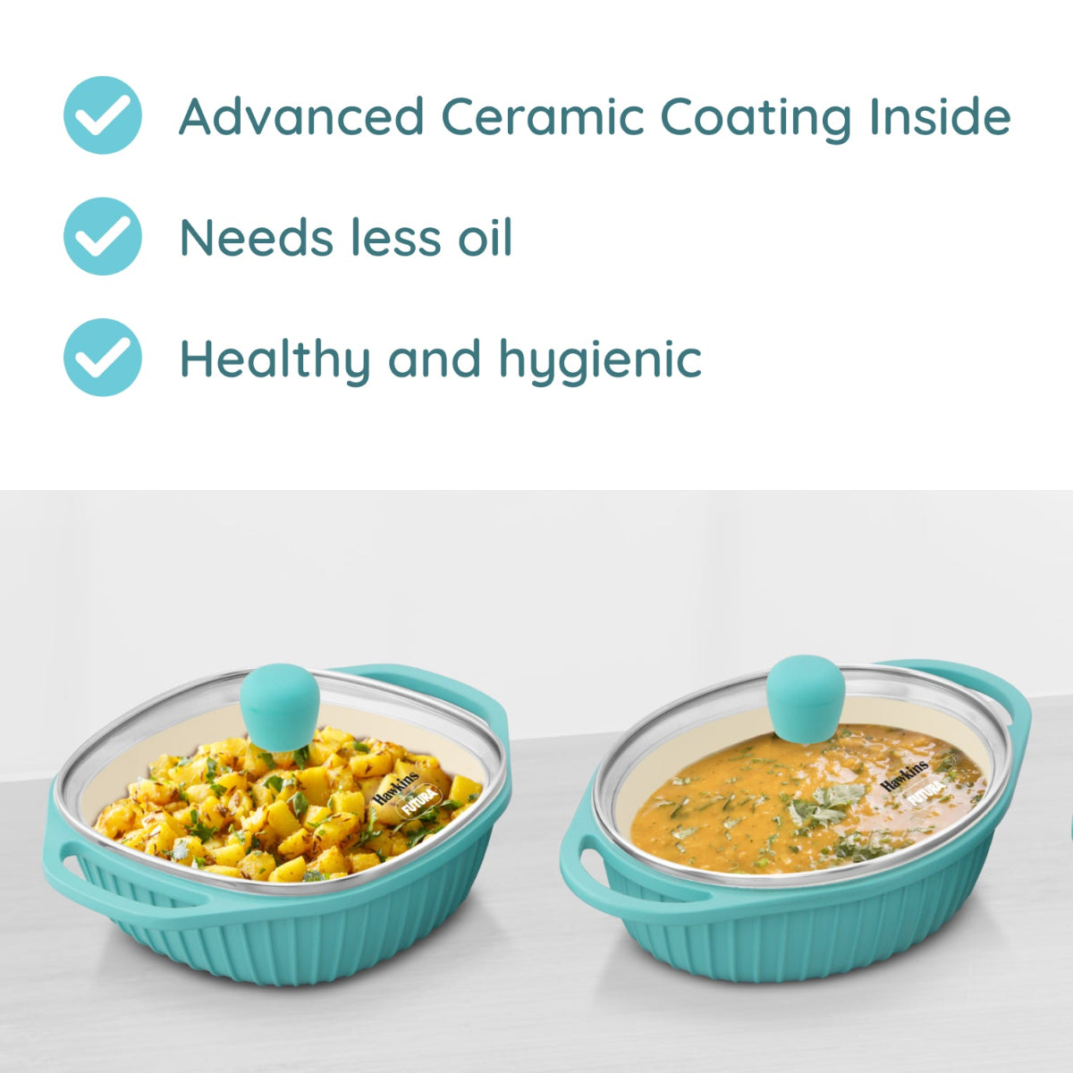 Hawkins Aqua 3-Piece Gift Set of 1.25 Litre Baby Casserole (UBCGP)