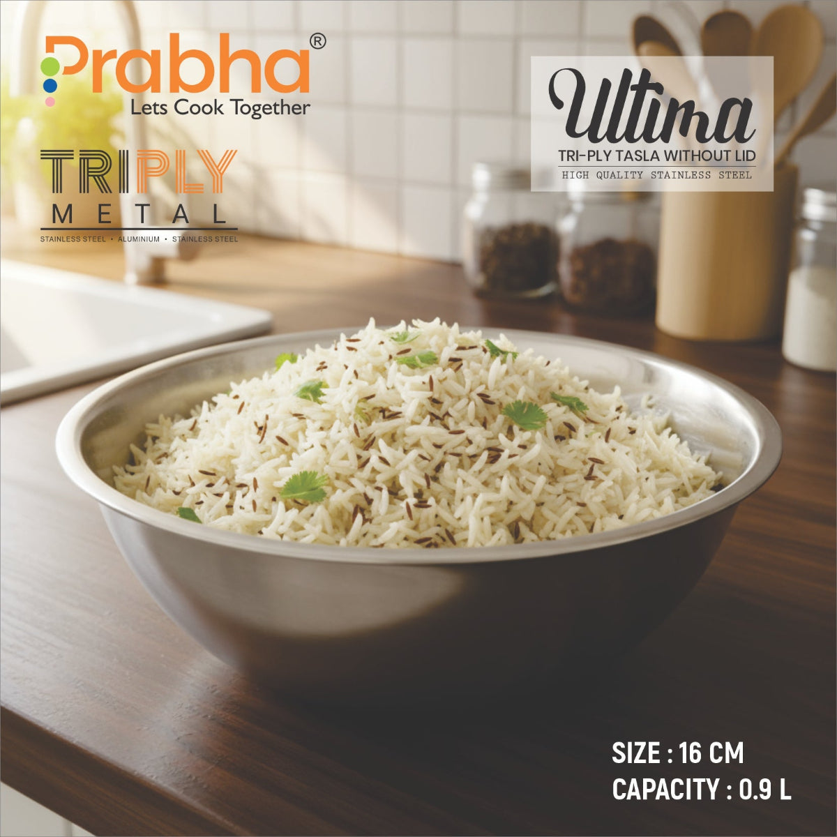 Prabha Elante Triply Tasla Set 6 Pcs ( 16cm, 18cm, 20cm, 22cm, 24cm, 26cm)