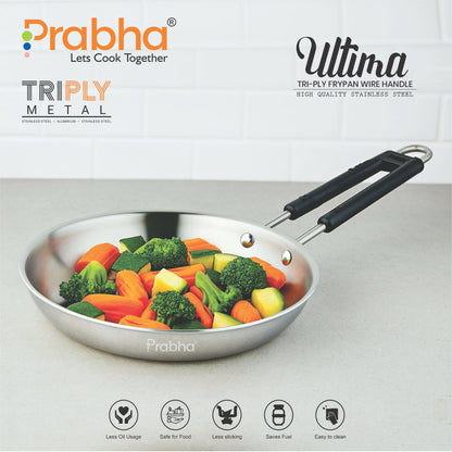 Prabha Ultima Triply Frypan Wire Handle Without Lid