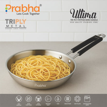 Prabha Ultima Triply Frypan Wire Handle Without Lid
