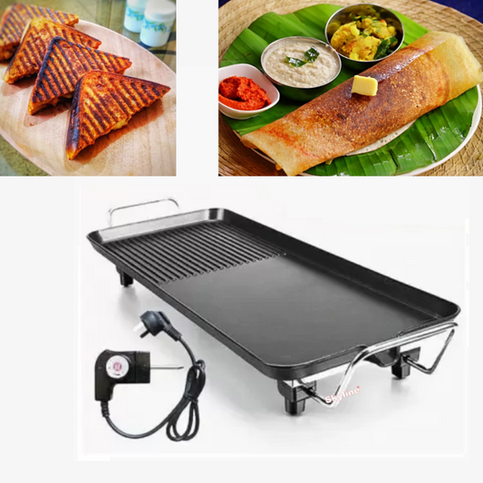 Skyline 2-in-1 Electric Dosa & Grill Maker | 1500W Non-Stick Cooking Surface - VTL-4747