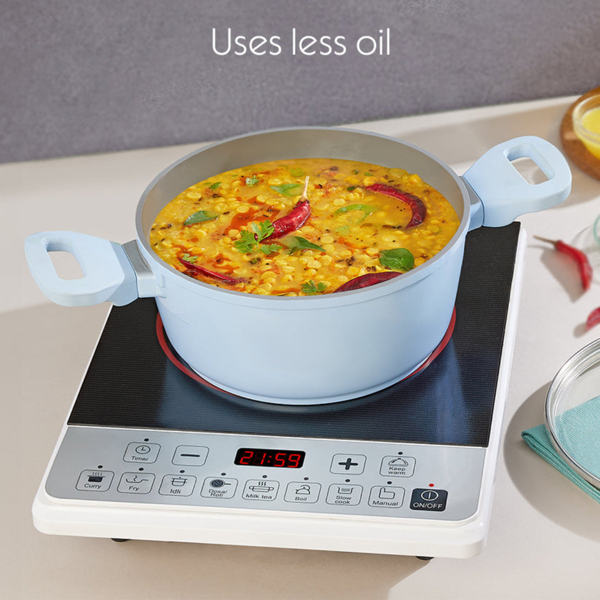 Borosil Vajra Ceramic Casserole With Glass Lid