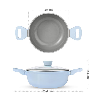 Borosil Vajra Ceramic Deep Kadhai With Lid