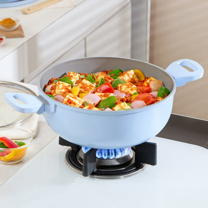 Borosil Vajra Ceramic Deep Kadhai With Lid