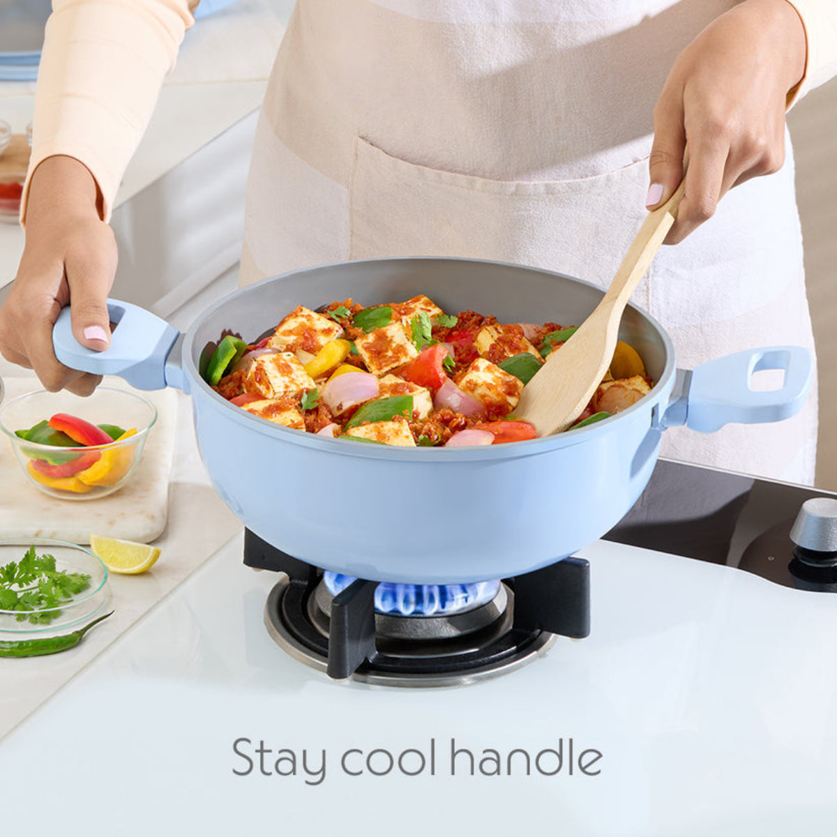 Borosil Vajra Ceramic Deep Kadhai With Lid