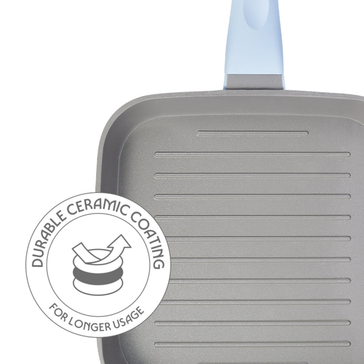 Borosil Vajra Ceramic Square Grill Pan 22cm-1.2L | 24cm-1.84L