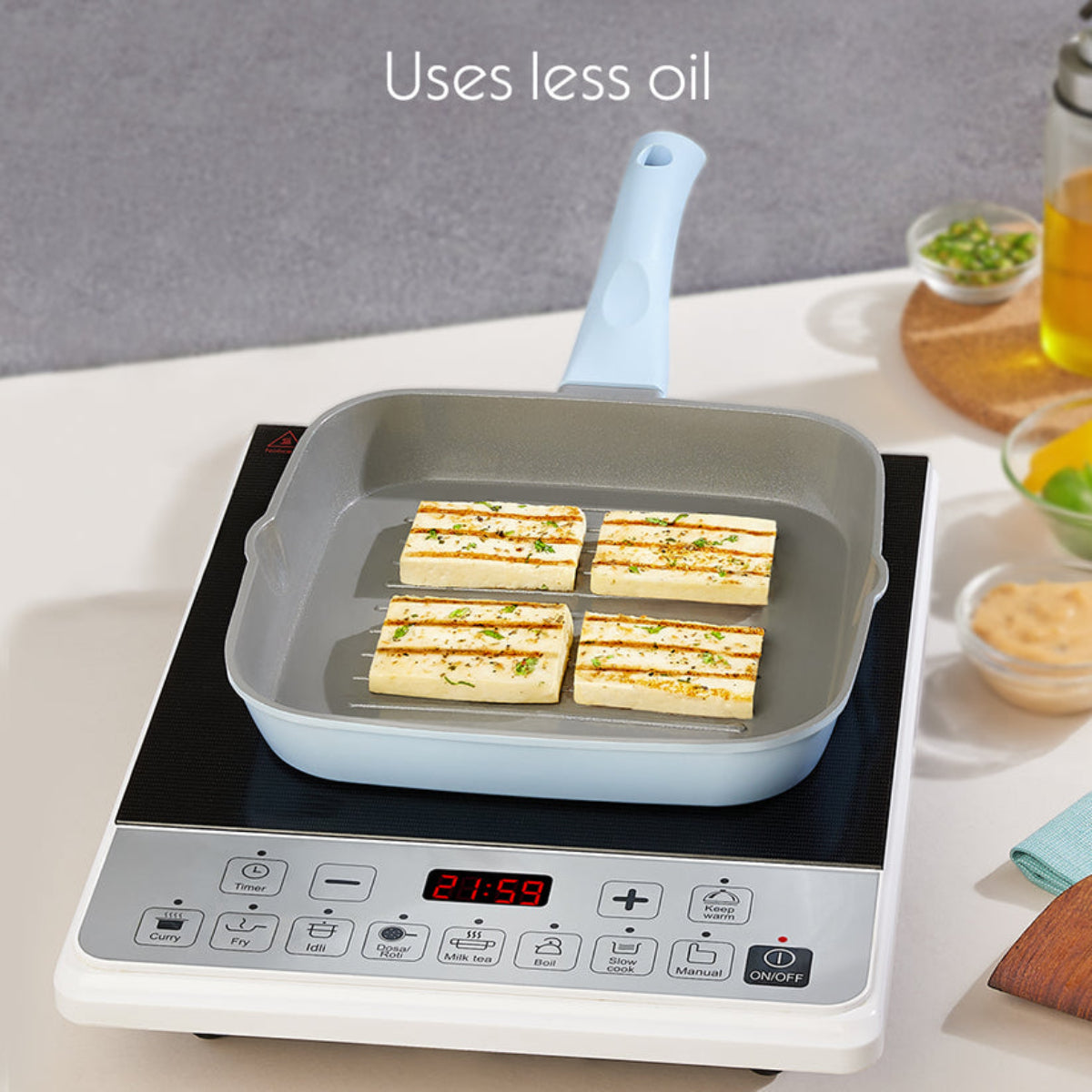 Borosil Vajra Ceramic Square Grill Pan 22cm-1.2L | 24cm-1.84L