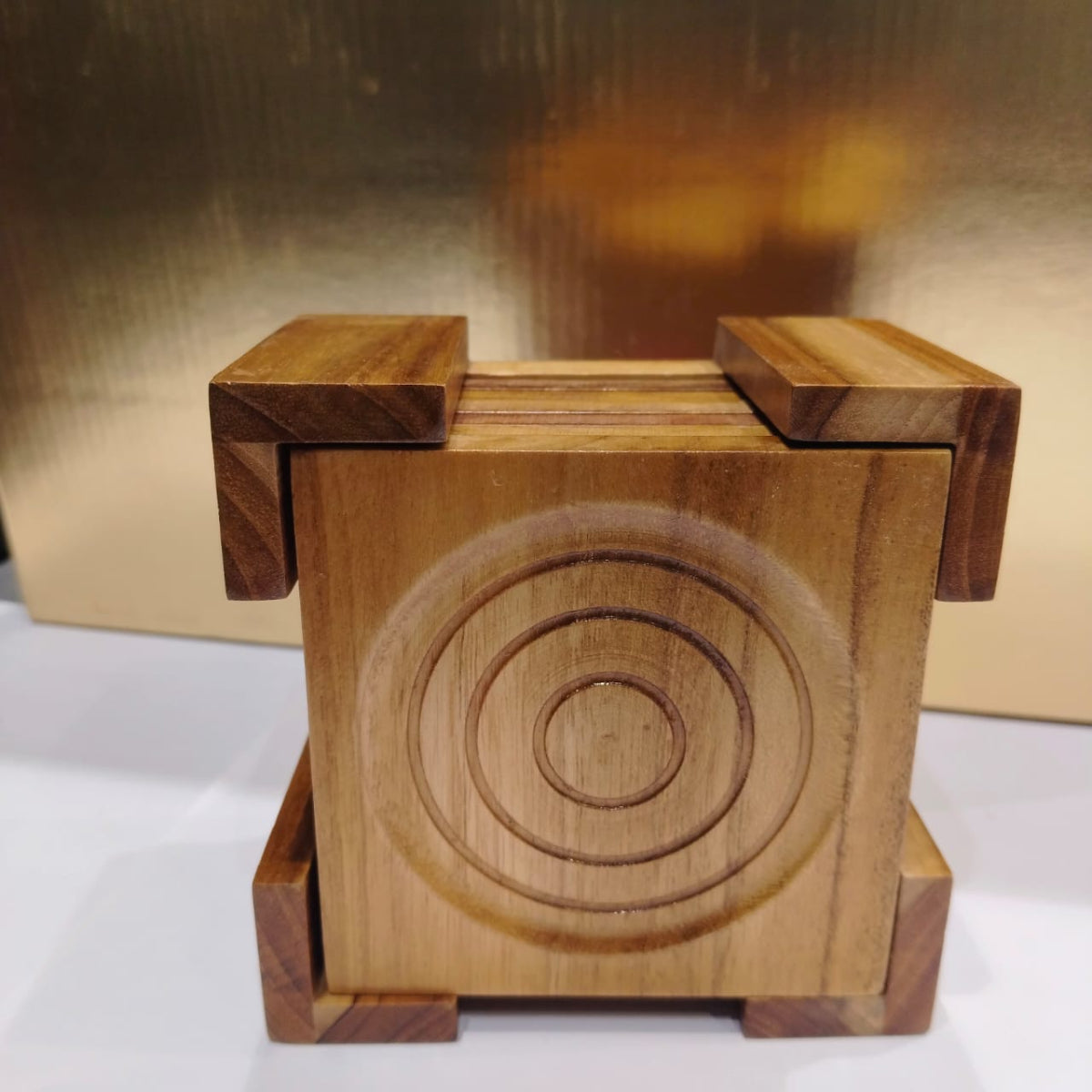 Stylish Rewashable Wooden Antique Coasters with Stand | Premium Quality Solid Wood