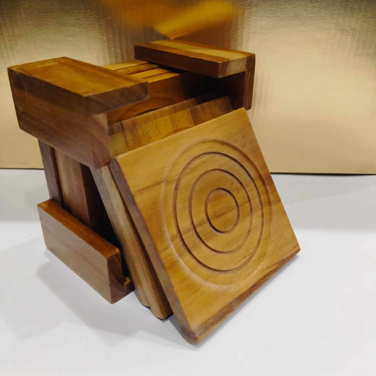 Stylish Rewashable Wooden Antique Coasters with Stand | Premium Quality Solid Wood