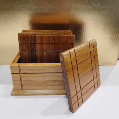 Rewashable Wooden Antique Coasters with Stand | Premium Quality Solid Wood