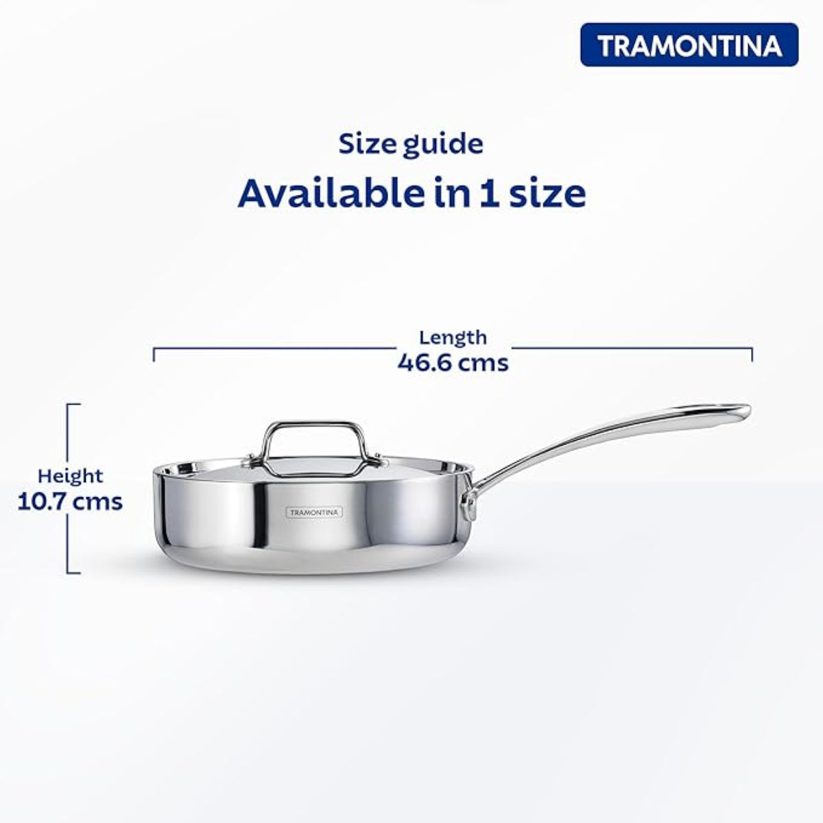 Tramontina Fusao EX+ 24cm Triply Ceramic Deep Sauté Pan with SS Lid