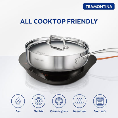 Tramontina Fusao EX+ 24cm Triply Ceramic Deep Sauté Pan with SS Lid