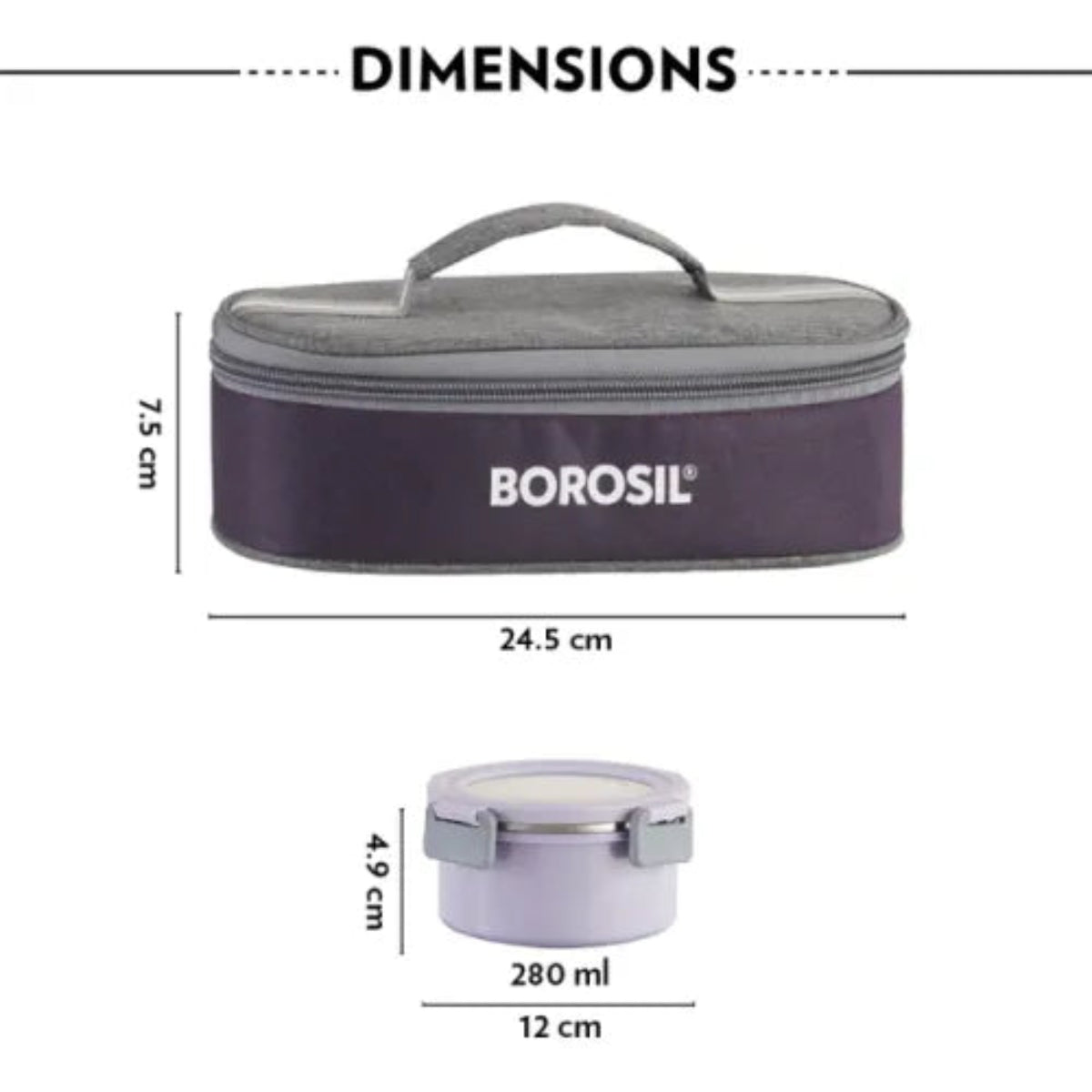 Borosil Glory Lavender Flat Stainless Steel Lunchbox