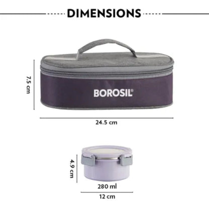 Borosil Glory Lavender Flat Stainless Steel Lunchbox